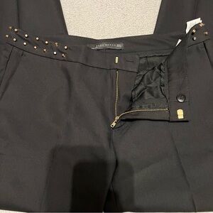 Zara Black Pants with Bidding Detail. Size M, never worn. 49%cotton.